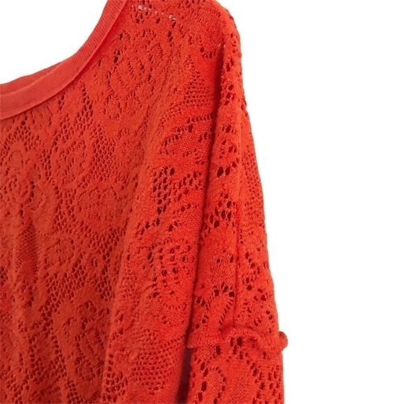 Free People Lace Pullover Orange Top Small - Picture 5 of 16